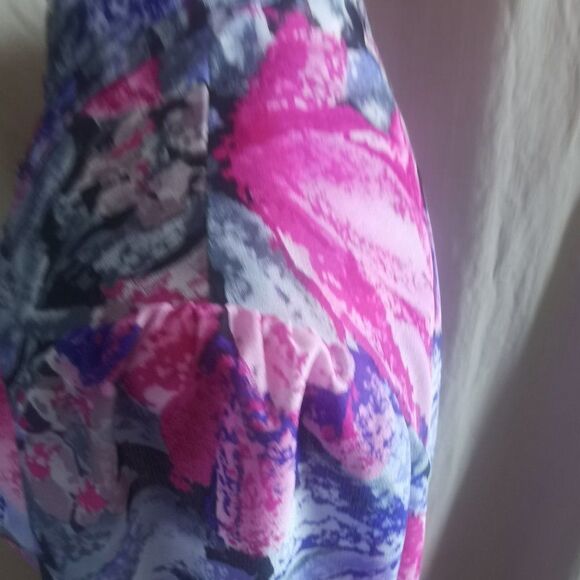 Sheer Belted Vintage Midi Dress Cuffed Long Sleeve 70s Spring - Picture 6 of 7